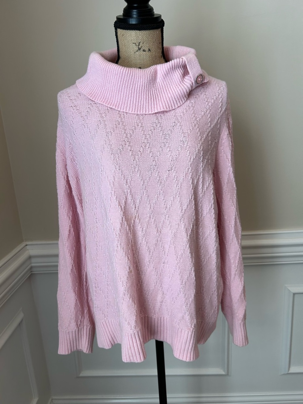 Pink Cowl Neck Women's Sweater